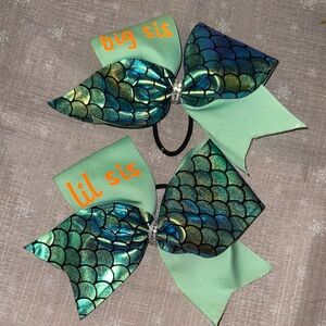 Cheer bows big sis lil sis mermaid theme